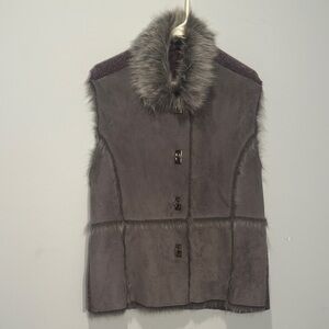 Lisa International Charcoal Faux Fur Vest